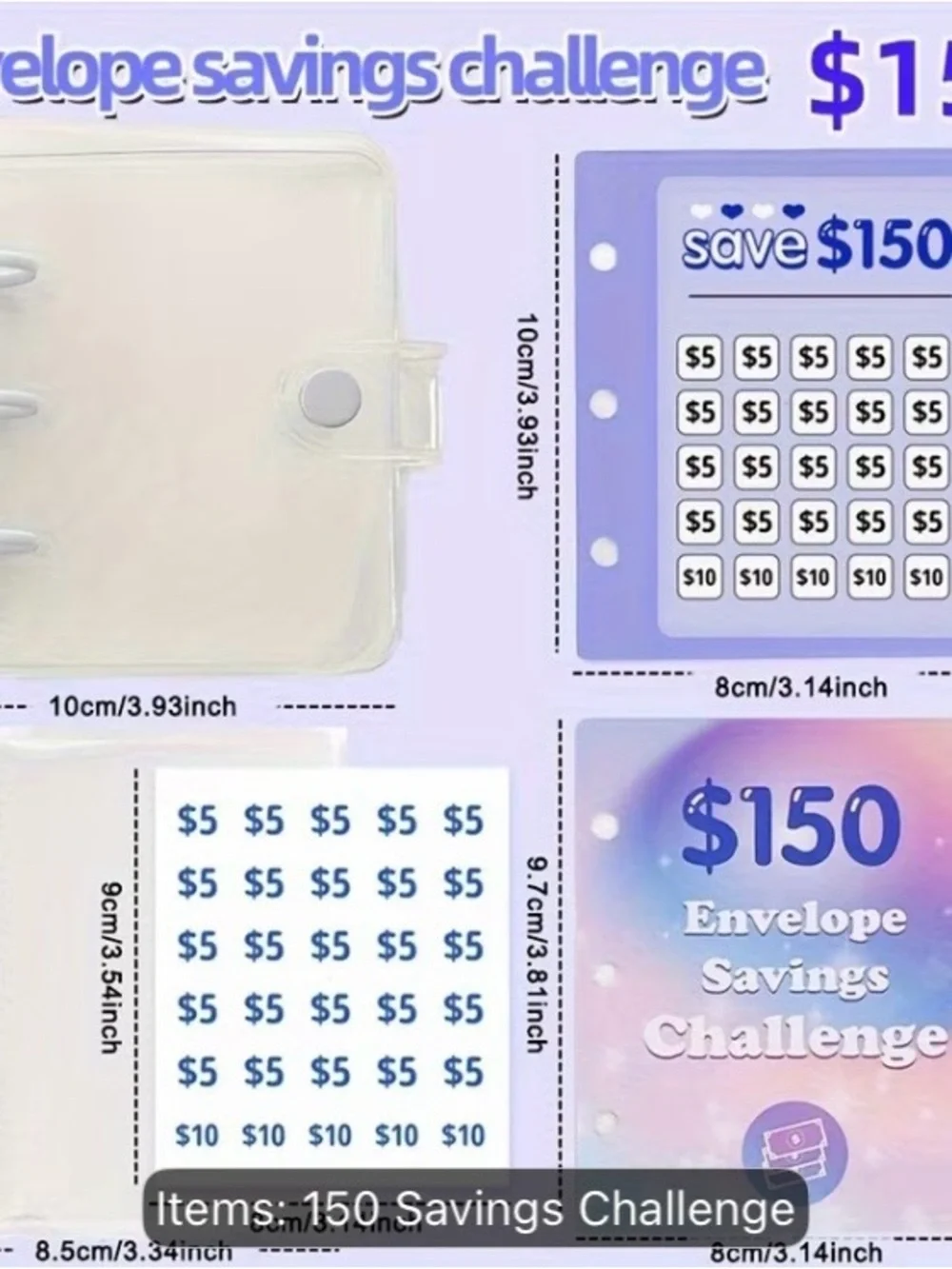 Holographic Envelope Savings Organizer - Pink & Blue